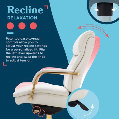 La-Z-Boy Sonata Ergonomic Bonded Leather Swivel Executive Chair, White and Gold (CCHR10014A)