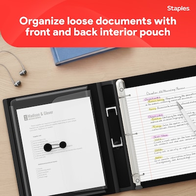 Staples 1 1/2" 3-Ring Better Binder, D-Ring, Black (ST55854-CC)