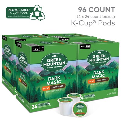 Green Mountain Dark Magic Decaf Coffee Keurig® K-Cup® Pods, Dark Roast, 96/Carton (504067)