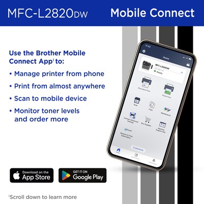 Brother RMFC-L2820DW Refurbished Wireless, Black & White, All-In-One Laser Printer, Refresh Subscription Ready
