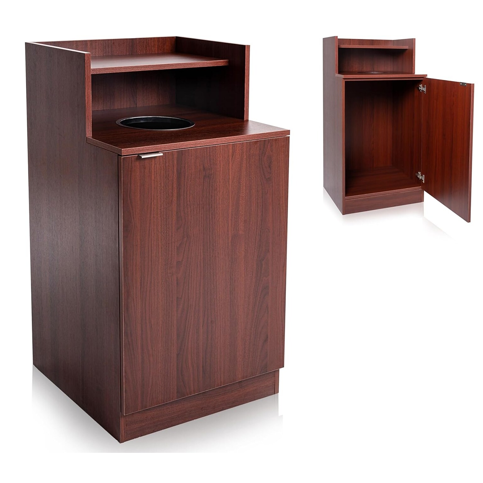 Alpine Industries Food Service Trash Can Enclosure, 32 Gallon, Mahogany (ALP476-DH-MA)