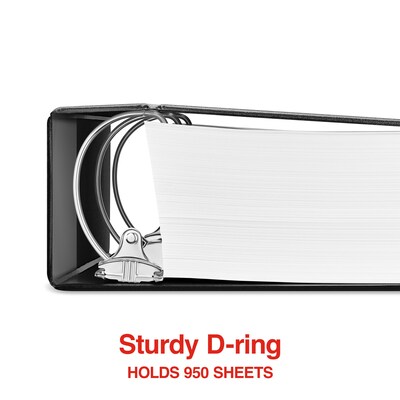 Staples® Standard 5" 3 Ring View Binder with D-Rings, Black (26359-CC)