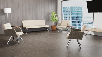 Lesro Willow Fabric Lounge Chair, Open House Graphite/Black (WL1101.SBK-01OHGP)