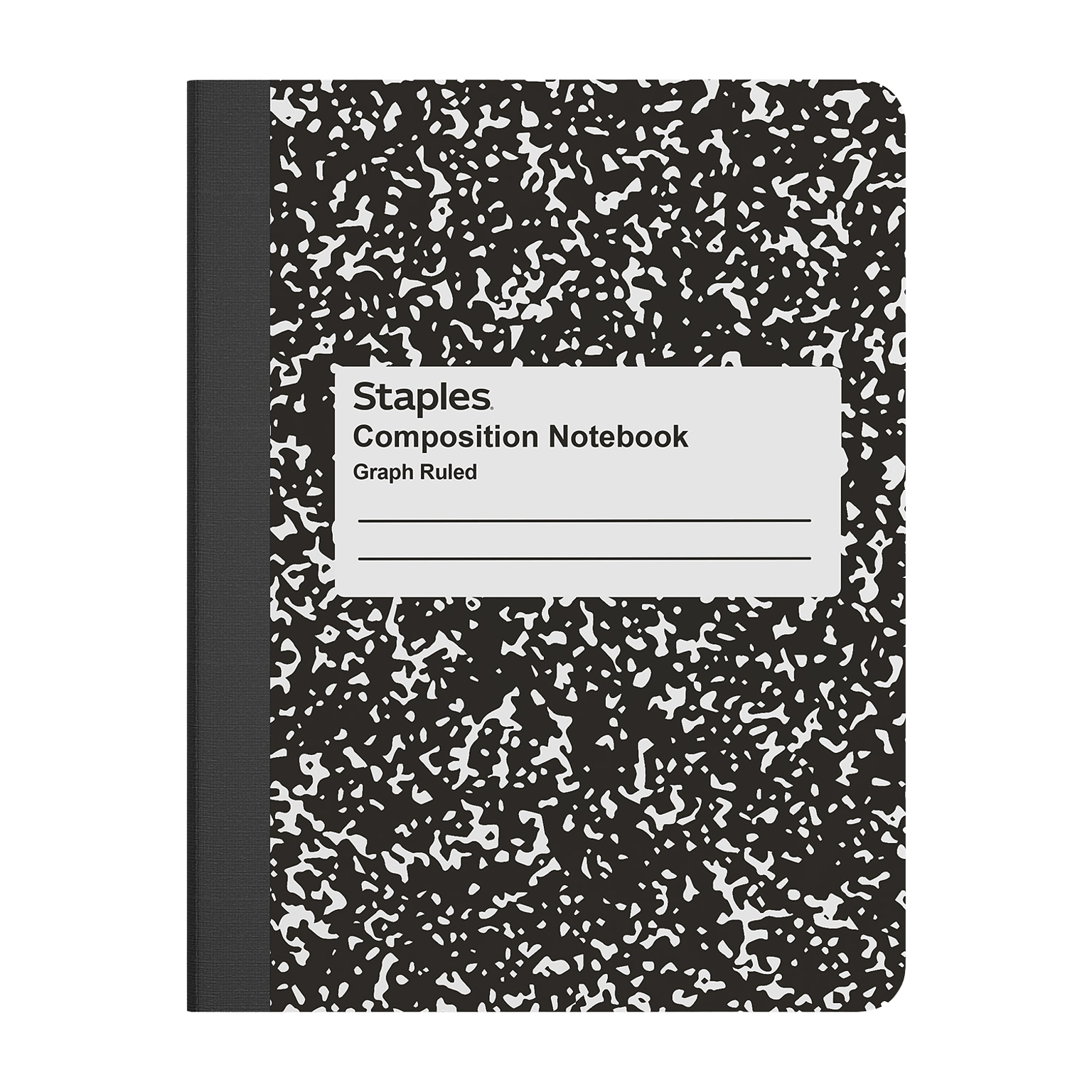 STAPLES Composition Notebook, 7.5” x 9.75”, Graph Ruled, 80 Sheets, Black/White