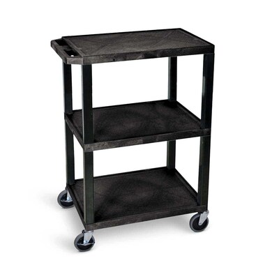 Luxor TUFFY 3-Shelf Multi-Purpose Utility Cart, Black (WT34S)