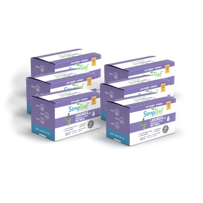 Simpleaf Lavender Scented Flushable Wipes, 30 Single Wipes/Box, 6 Boxes/Carton (S-006-180counts)