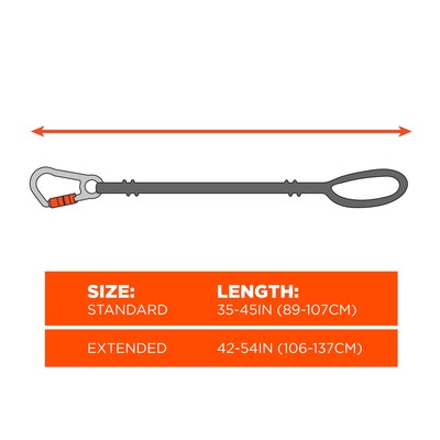 Ergodyne Squids Extended Single Carabiner, 10 lb. Capacity, Black, Each (19012)