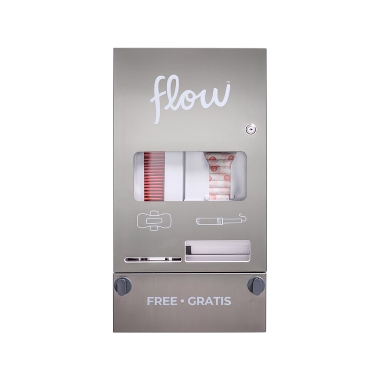 Aunt Flow Model O Stainless Steel Tampon and Pad Dispenser, Steel/White (AF-DISP-OWMS-1)