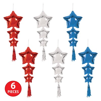 Beistle Fourth of July Star Balloons with Tassels, 2/Pack (56205-RSB)