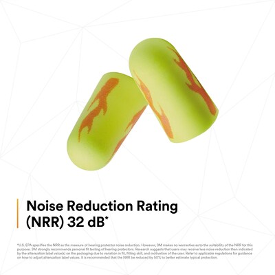 3M E-A-Rsoft Yellow Neon Blasts Earplugs, Uncorded, Poly Bag, Regular Size, 200 Pairs/Case (312-1252)