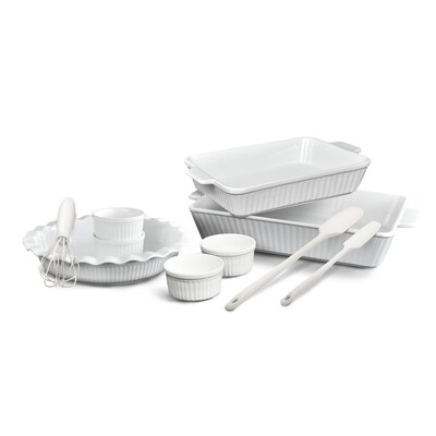10 Pc Ceramic Bakeware Set - Baking Essentials - White
