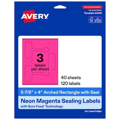 Avery Laser/Inkjet Sealing Labels, 5-7/8 x 4, Neon Magenta, 120 Labels/Box (19479370810)