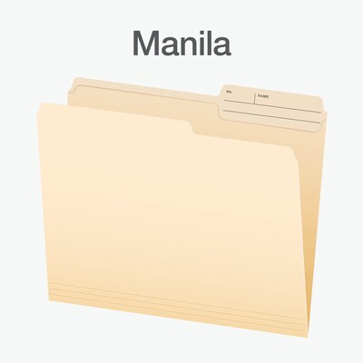 Pendaflex File Folder, 1-Tab, Right Position, Letter Size, Manila, 100/Box (1007078)
