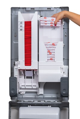 Aunt Flow Model E Pads and Tampons Sanitary Dispenser, Surface Mounted, 26.2" x 16.25", Chrome (AF-DISP-ESTR-1)