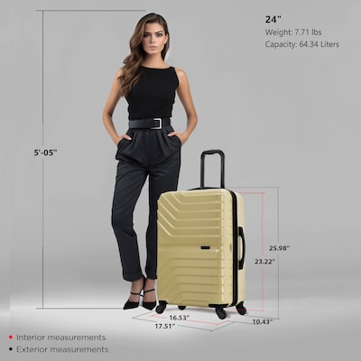 InUSA Aurum 25.98" Hardside Suitcase, 4-Wheeled Spinner, TSA Checkpoint Friendly, Champagne (IUAUR00M-CHA)