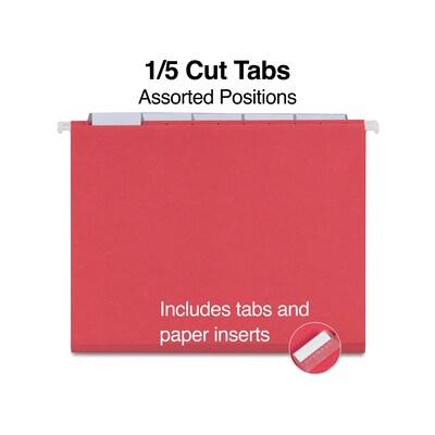 Staples® Hanging File Folders, 1/5-Cut Tab, Letter Size, Red, 25/Box (ST163535-CC)