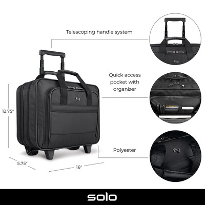 Solo New York Midtown Laptop Rolling Briefcase, Black Polyester (B100-4)