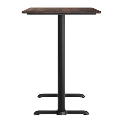 Flash Furniture Acadia Wooden Dining Table with T-Bases, 30"D x 48"W, Dark Brown/Black Base (ST3048WBRT0522B)