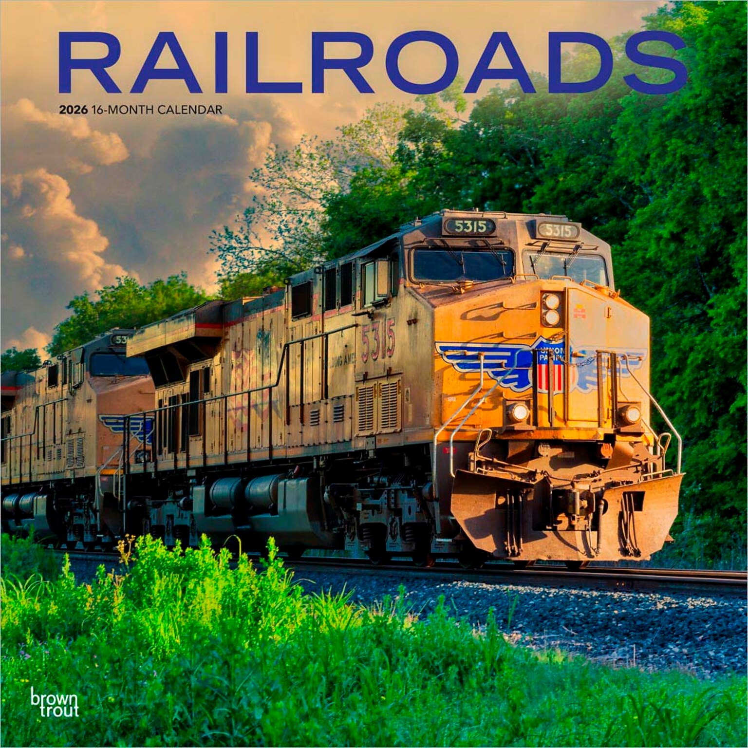 2026 BrownTrout Railroads 12 x 12 Monthly Wall Calendar (9798330705306)