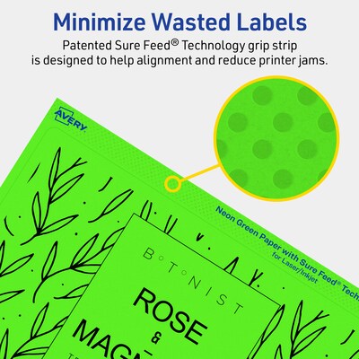 Avery Rectangle Multipurpose Labels, 5" x 8-1/8", Neon Green, 40/Pack (94259)