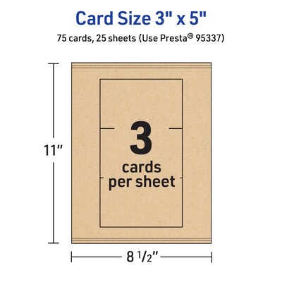 Avery Matte General Use Blank Cards, Kraft Brown, 75/Pack (95337)