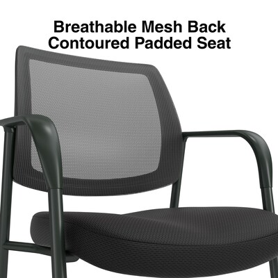 Union & Scale Essentials Mesh/Fabric Guest Chair, Black (UN61297-CC)