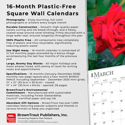 2026 BrownTrout Roses 12" x 12" Monthly Wall Calendar (9798330705382)
