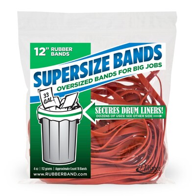 Alliance SuperSize Oversized Rubber Bands, 12 x 1/4, Red, 18/Pack (08994)