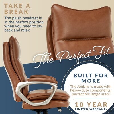 La-Z-Boy Jenkins Bonded Leather Swivel Executive Big & Tall Chair, Brown (60075-CAM)