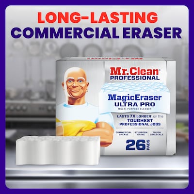 Mr. Clean Professional Magic Eraser Ultra Pro Multi-Purpose Cleaner, White, 26 Pads/Carton (17406)