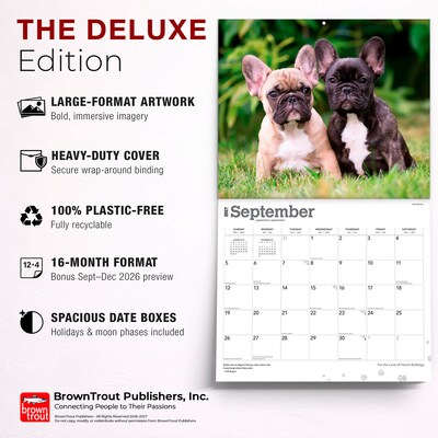 2027 BrownTrout For the Love of French Bulldogs 14" x 12" Monthly Wall Calendar, Assorted Colors (9798330714704)