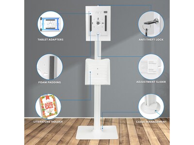 Mount-It! Adjustable Anti-Theft iPad Kiosk with Document Holder, White (MI-3770W_G10)