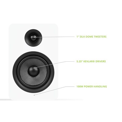 Kanto YU Passive 5.25" Speakers with 1" Silk Dome Tweeter and 5.25" Kevlar Woofer, White, Pair (YUP6)