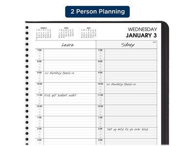 2024 AT-A-GLANCE 8.75" x 11.5" Daily Two-Person Appointment Book, Black (70-222-05-24)