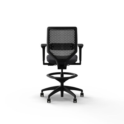 HON Solve ReActiv/Vinyl Task Stool with Backrest and Footrest, Charcoal/Basalt (HSLVSMR.Y1.A.H.0S.SX23.BL.SB.T)