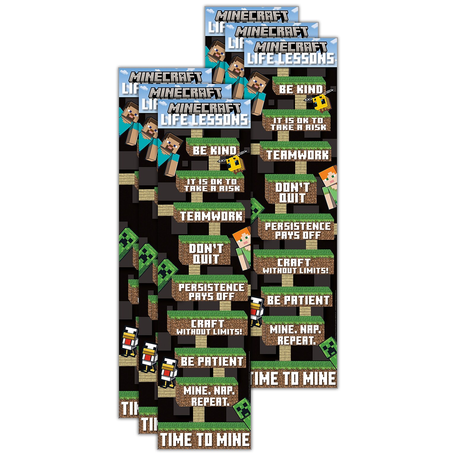 Eureka Minecraft Life Lessons Banner, 12 x 45, 6/Pack (EU-849347-6)