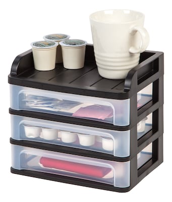 Iris Small 3-Drawer Desktop Storage, Plastic, Black (150163)