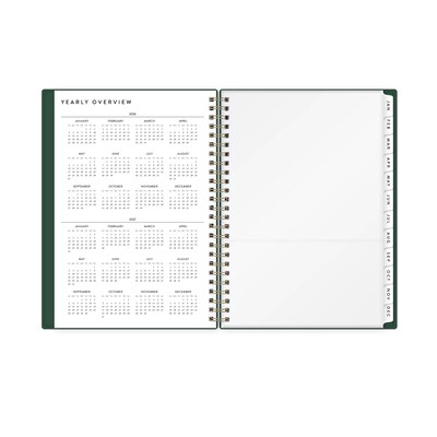 2026 Blue Sky Bespoke Letterpress 8.5" x 11" Calendar Year Weekly & Monthly Planner, Plastic Cover, Deep Forest Green (156225)