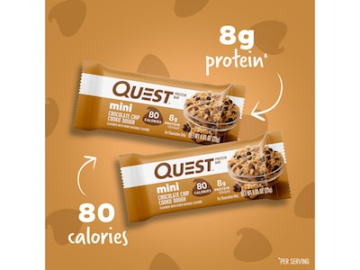 Quest Minis Gluten Free Chocolate Chip Cookie Dough Protein Bar, 0.81 oz., 14 Bars/Box (QPBMCCCD14M8)