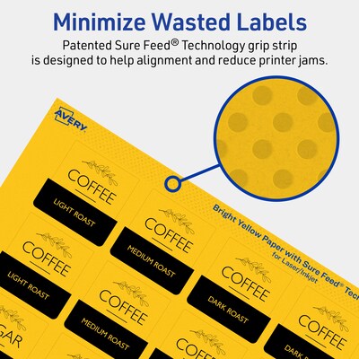 Avery Laser/Inkjet Square Multipurpose Labels, 1.5" x 1.5", Bright Yellow, 1600/Box (94106)