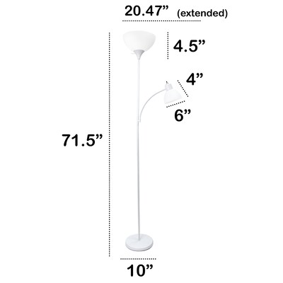 Creekwood Home Essentix 71.5" Metal Floor Lamp with Dome Shades, White (CWF-3000-WH-LB)