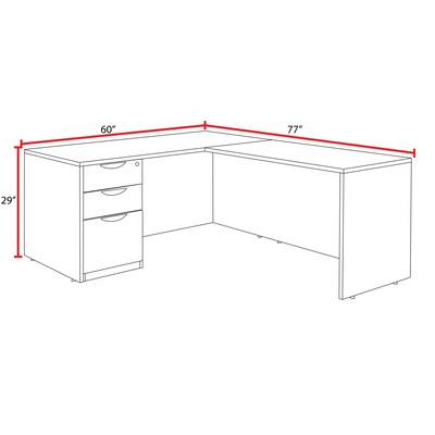 Regency Legacy 60 x 77 in. L Desk with Single Full Pedestal Drawer Unit, Neo Walnut (LLDSPF603047NW)