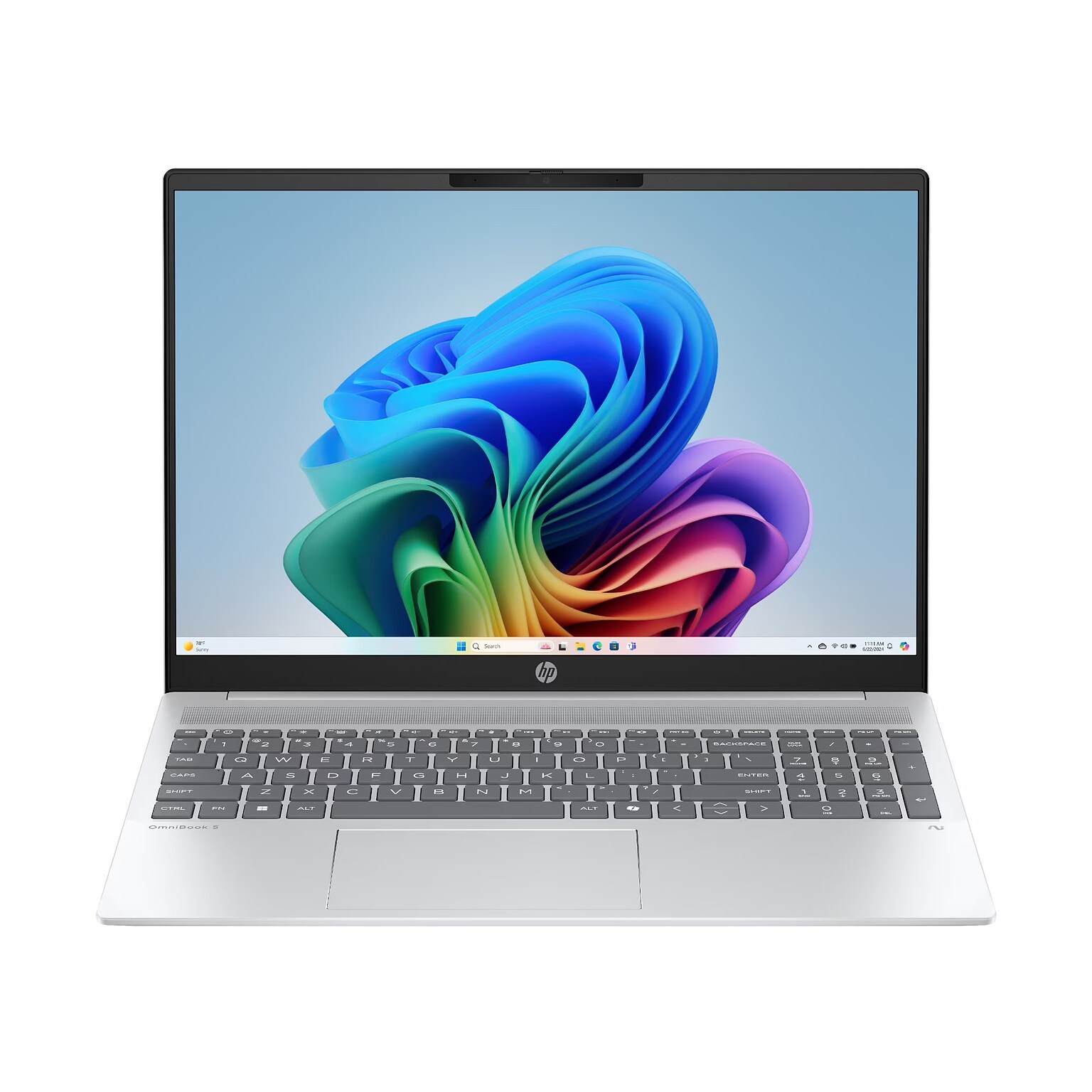 HP OmniBook 5 16 Laptop, AMD Ryzen 7, 5 Ghz, 16GB RAM, 512GB SSD, Backlit Keyboard, Windows 11, Silver (B5PB3UA-N)