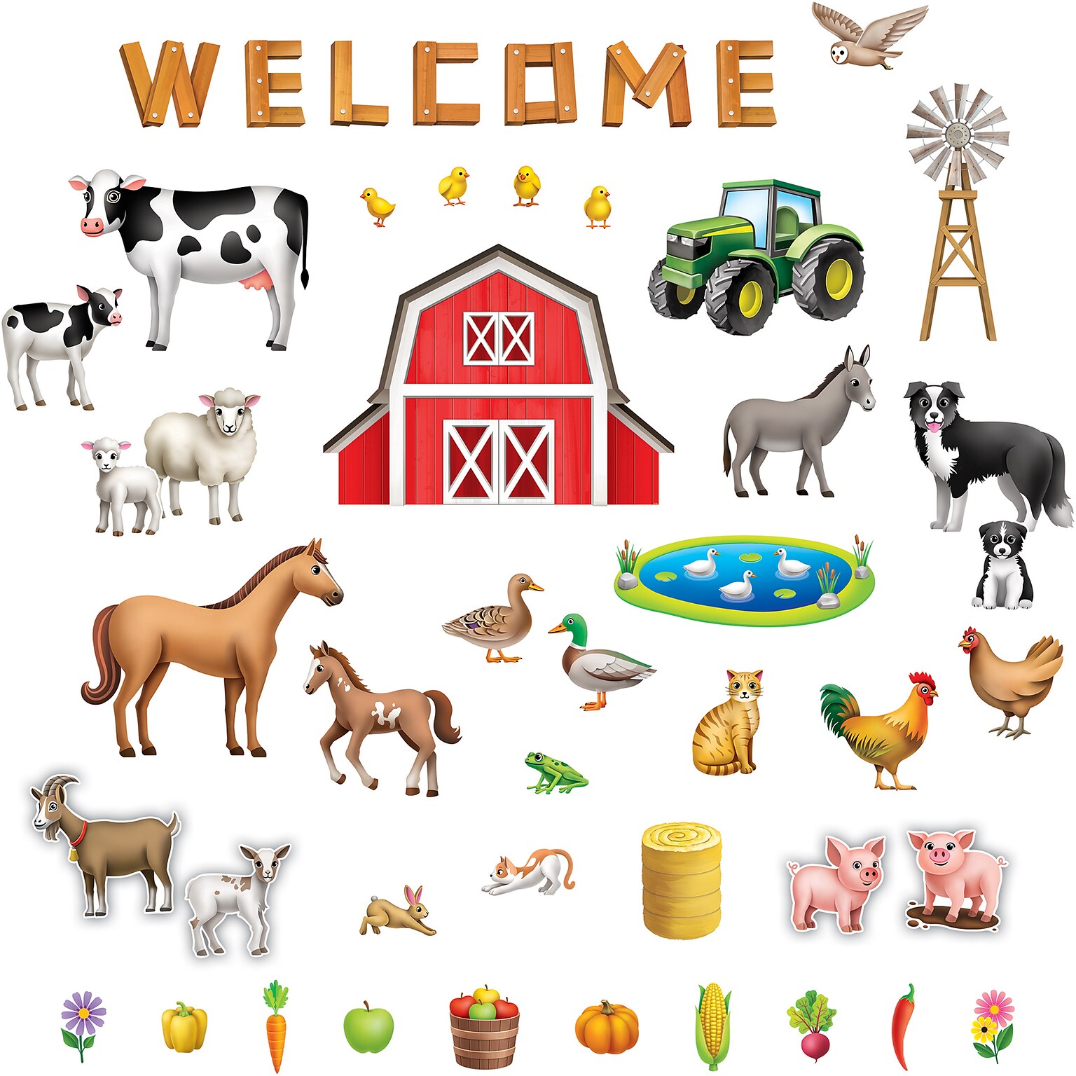 Teacher Created Resources The Farm Bulletin Board Set, 53 Pieces/Set (TCR6628)