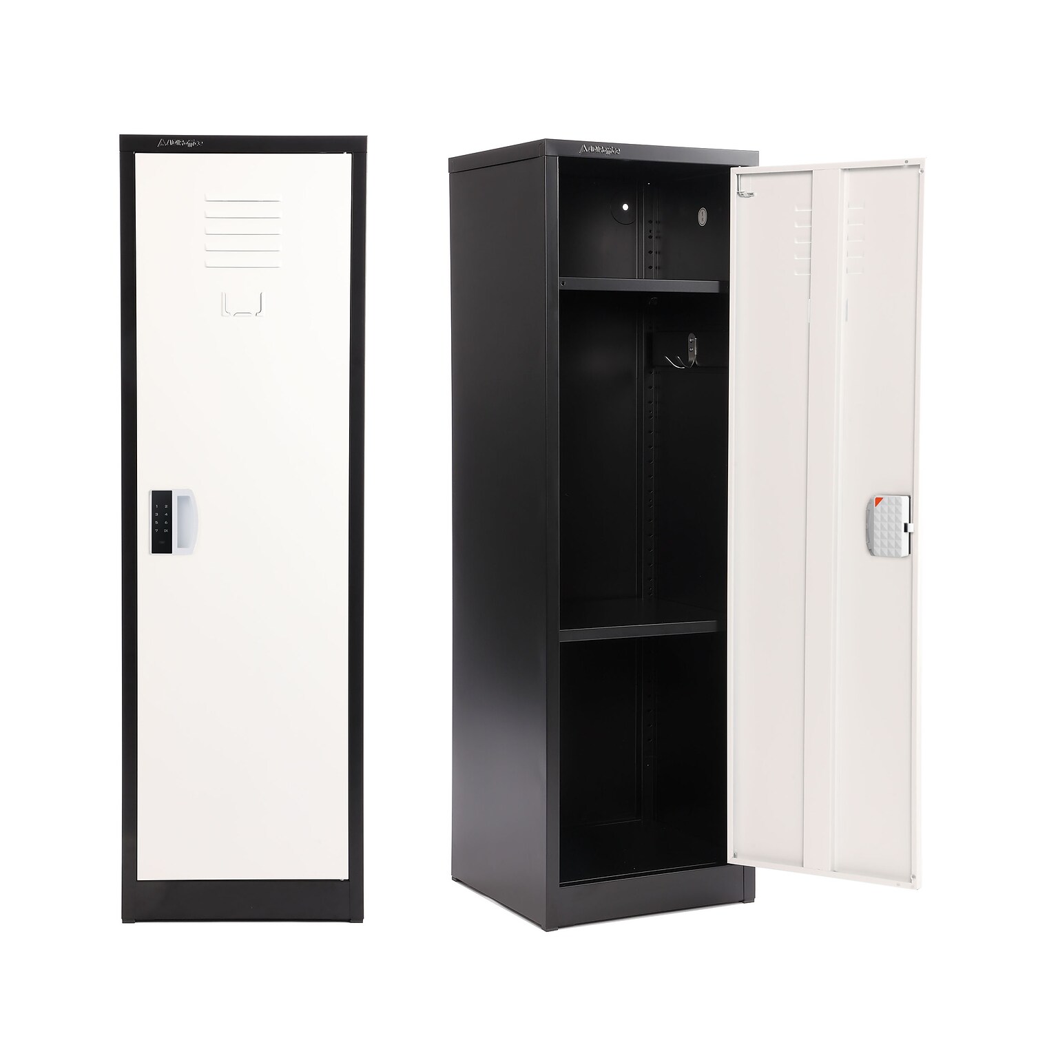 AdirOffice 48H Single Tier Black/White Storage Locker (ADI629-01-B-W-DL)