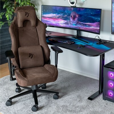 Arozzi Vernazza Supersoft Fabric Ergonomic Racing Gaming Chair, Brown (VERNAZZA-SPSF-BWN)