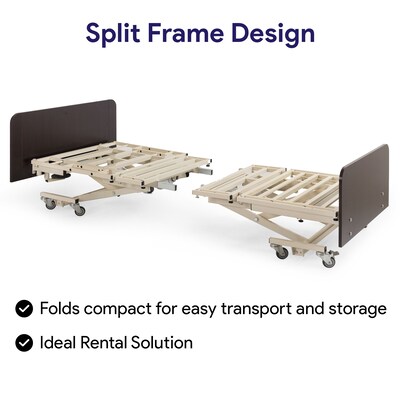 Medacure Electric Bariatric Adjustable Hospital Bed w/ Split Frame, 10 Function Hand Pendant, 750 lb., Maple (MC-LXBARISFMP)