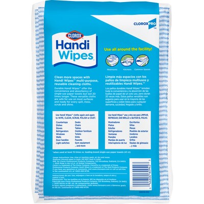 CloroxPro Clorox Handi Wipes Cotton Cleaning Cloths, Blue/White, 72 Cloths/Pack (60942)