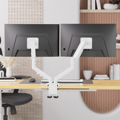 FlexiSpot MA1 Adjustable Dual Arms, Up to 32" Monitors, White (MA1W-D-DP)