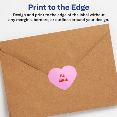 Avery Heart Shaped Laser/Inkjet Multipurpose Labels, 1.8438" x ", Glossy White, 300/Pack (94603)
